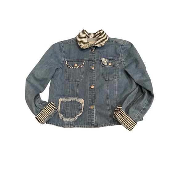 Samantha Sipos Gingham Denim Jacket Size M - Picture 1 of 2